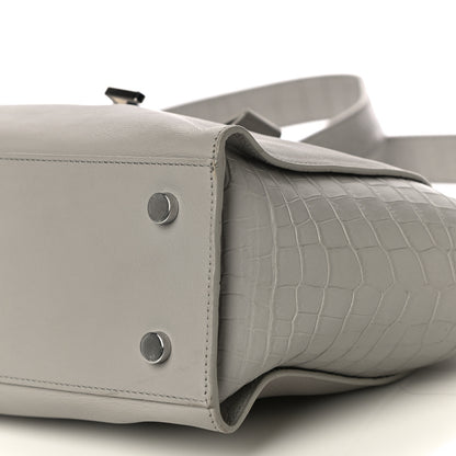 Saint Laurent Smooth Calfskin Crocodile Embossed Baby Monogram Downtown Cabas Gris Perle 10 of 12