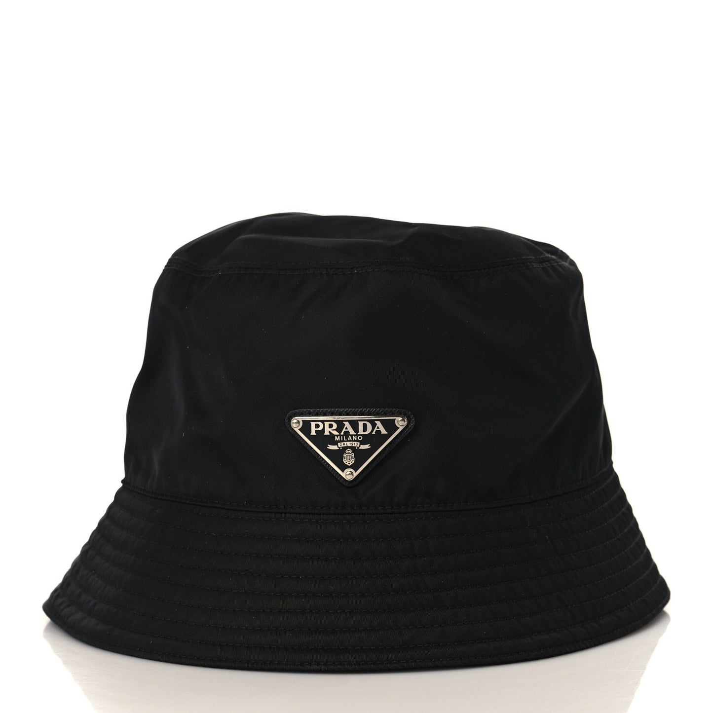 Re-Nylon Metal Triangle Logo Mens Bucket Hat XL Black