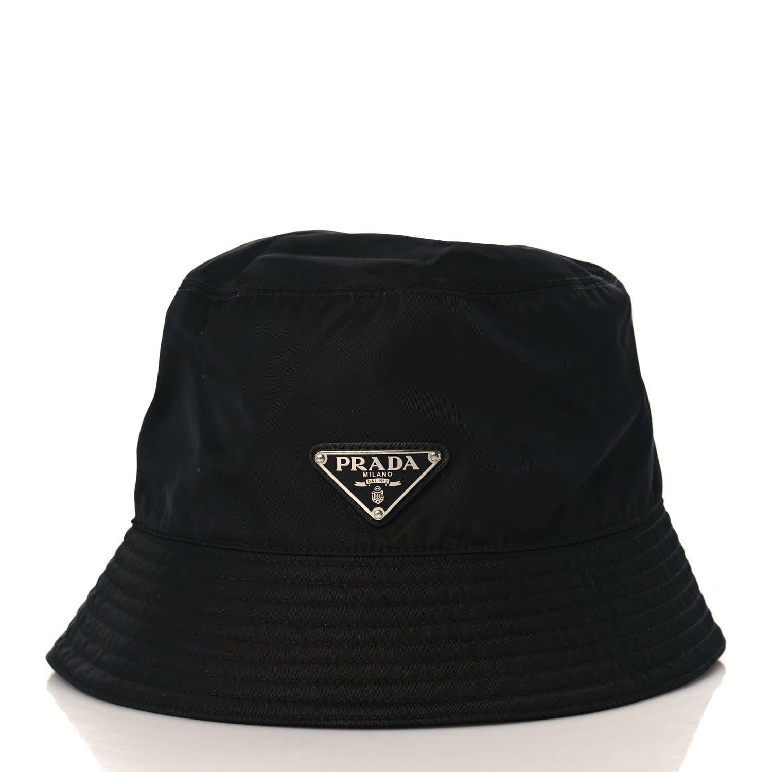 Prada Re-Nylon Metal Triangle Logo Mens Bucket Hat XL Black 2 of 7