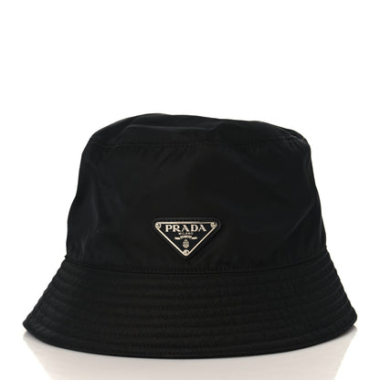 Prada Re-Nylon Metal Triangle Logo Mens Bucket Hat XL Black 2 of 7