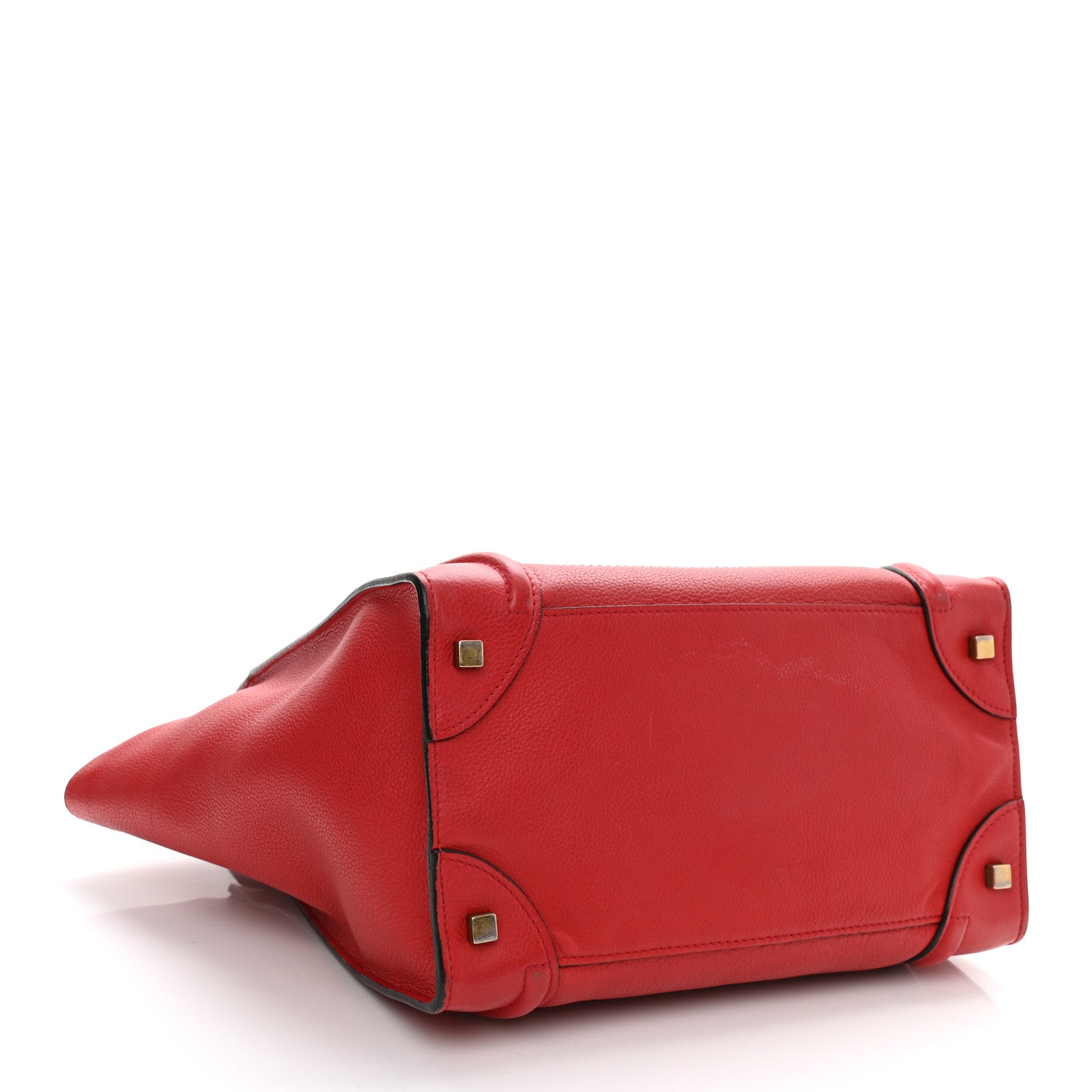 Celine Drummed Calfskin Mini Luggage Coquelicot 4 of 19