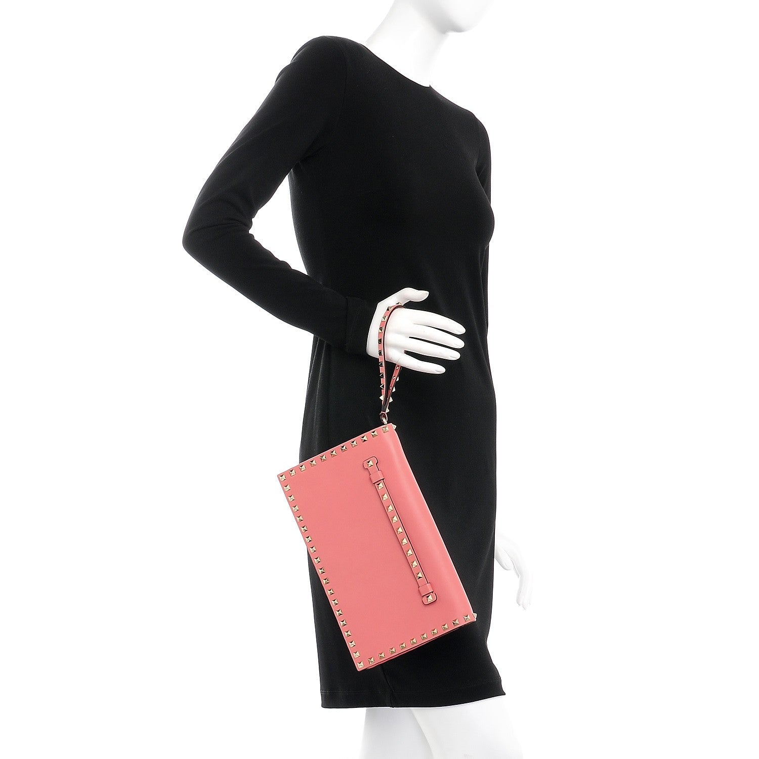 Valentino Garavani Nappa Rockstud Wristlet Clutch Paradise Rose 2 of 8