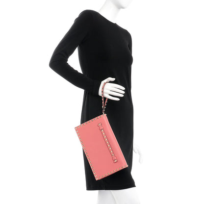 Valentino Garavani Nappa Rockstud Wristlet Clutch Paradise Rose 2 of 8
