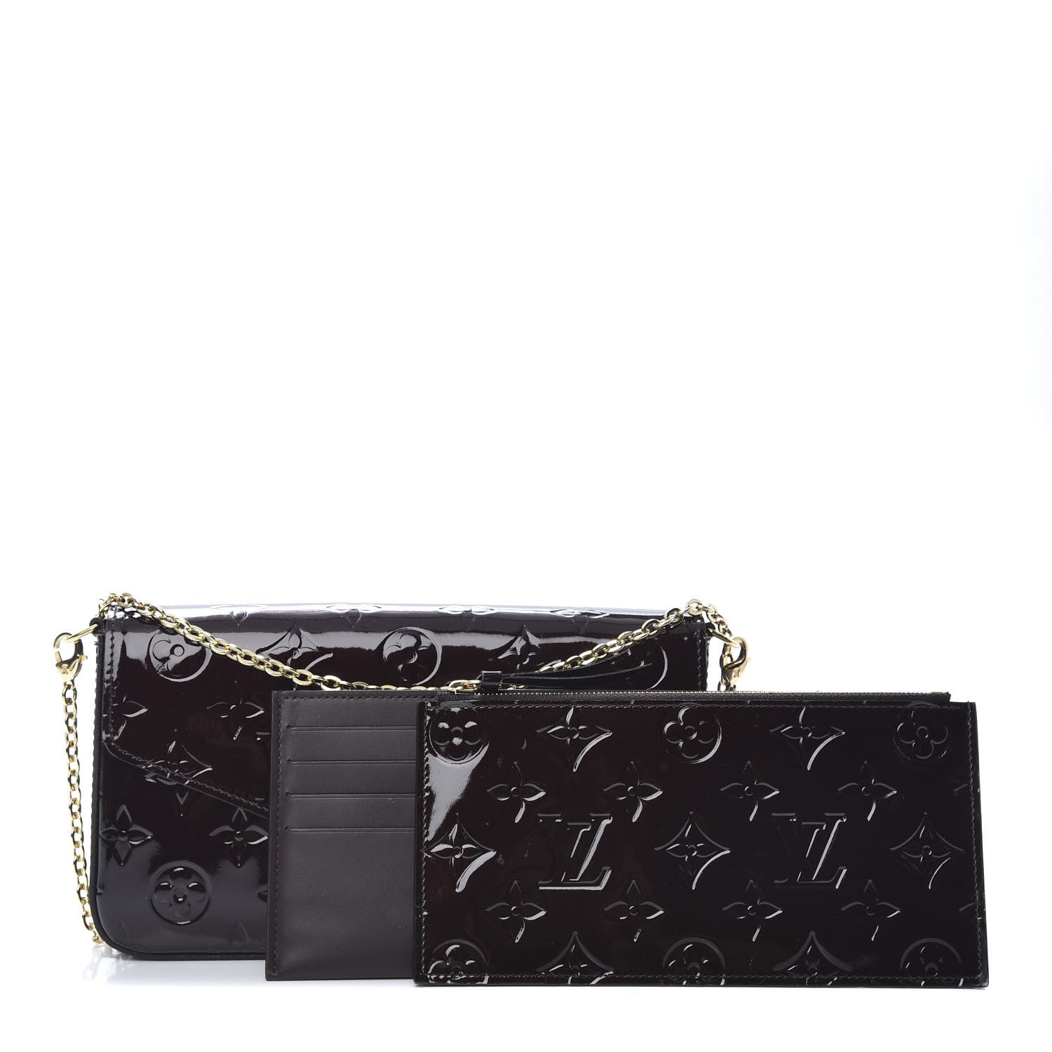 Louis Vuitton Vernis Pochette Felicie Chain Wallet Amarante 1 of 14