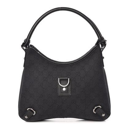 Gucci Denim Monogram Abbey D Ring Hobo Black 1 of 15