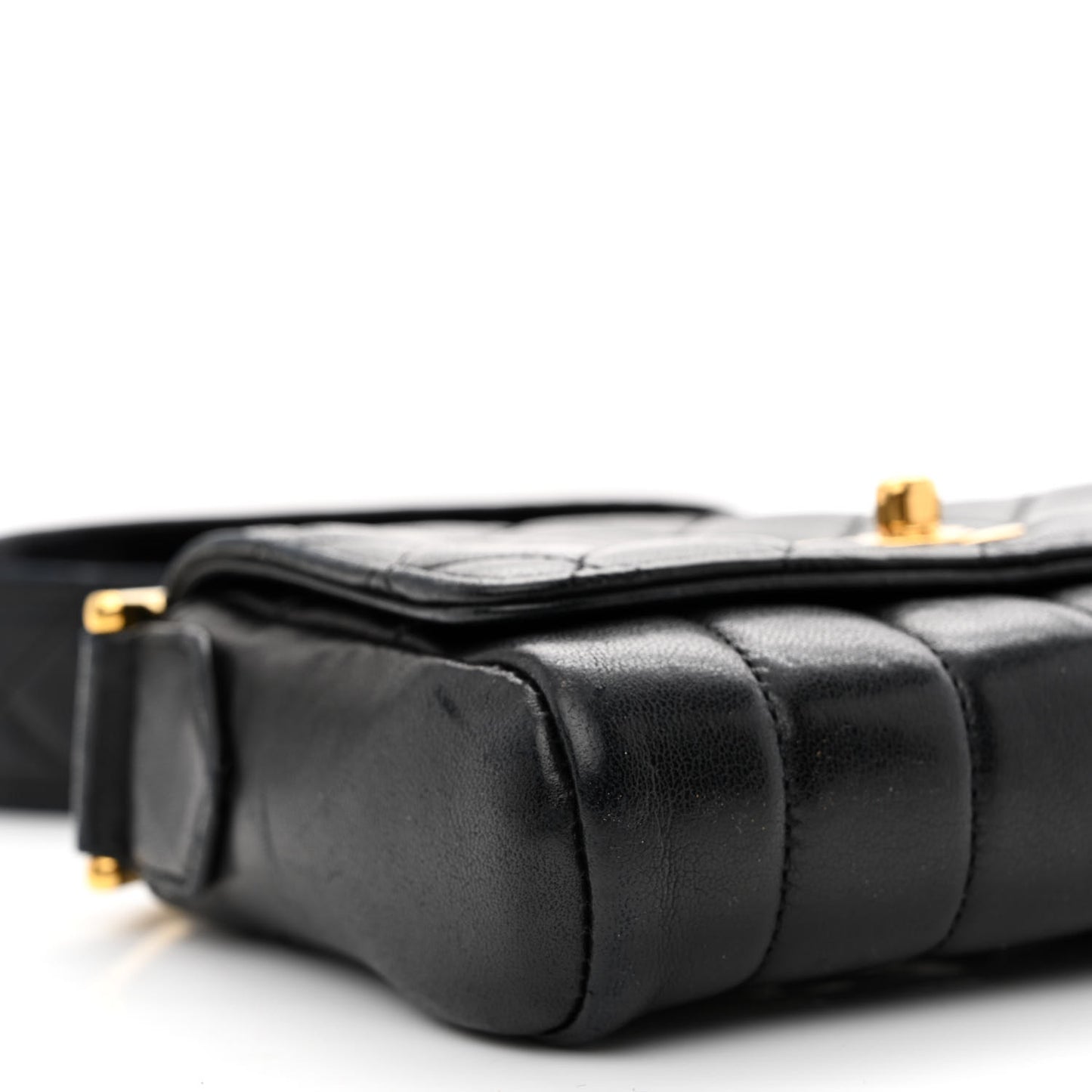 Lambskin Velvet Quilted Flap Shoulder Bag Black