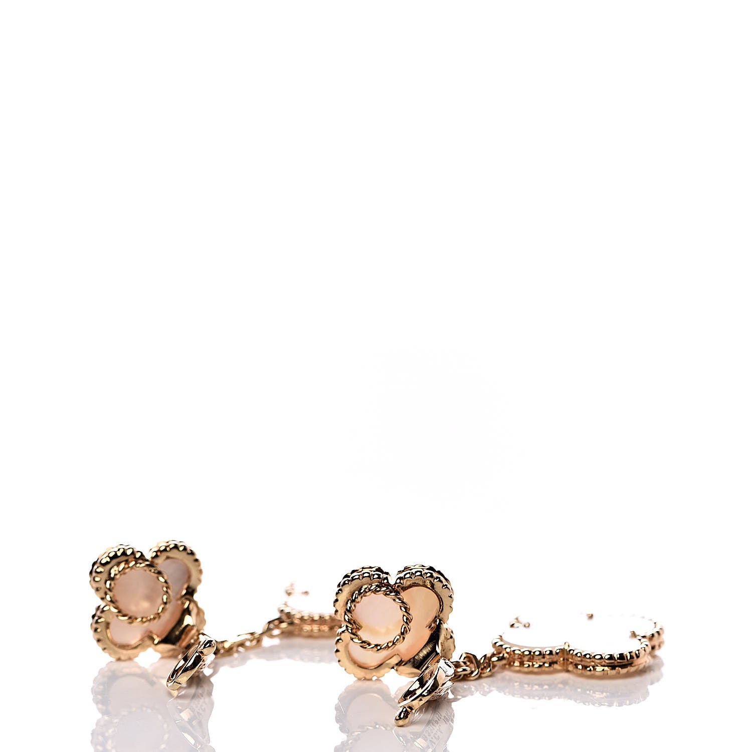 Van Cleef & Arpels 18K Yellow Gold Mother of Pearl Magic Alhambra 2 Motifs Clip-On Earrings 3 of 4