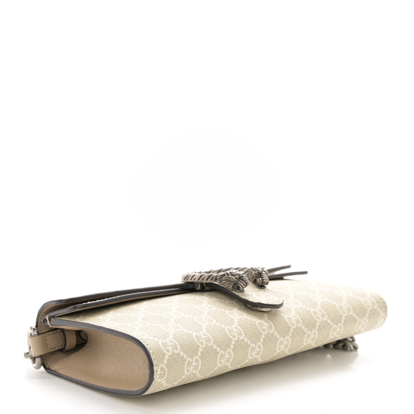 GG Supreme Monogram Textured Dollar Calfskin Dionysus Small Shoulder Bag Beige Mystic White Oatmeal