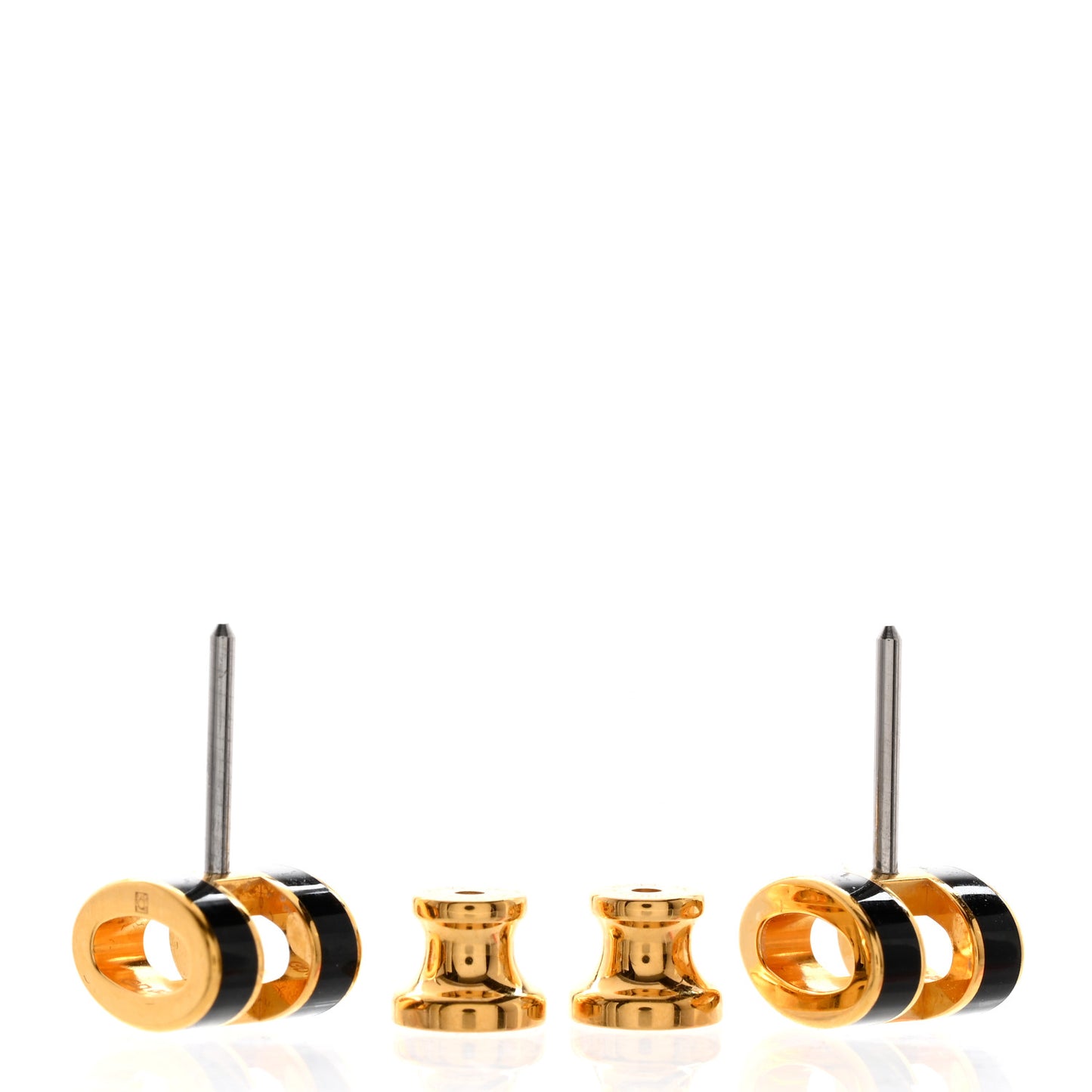Gold Lacquered Mini Pop H Earrings Black