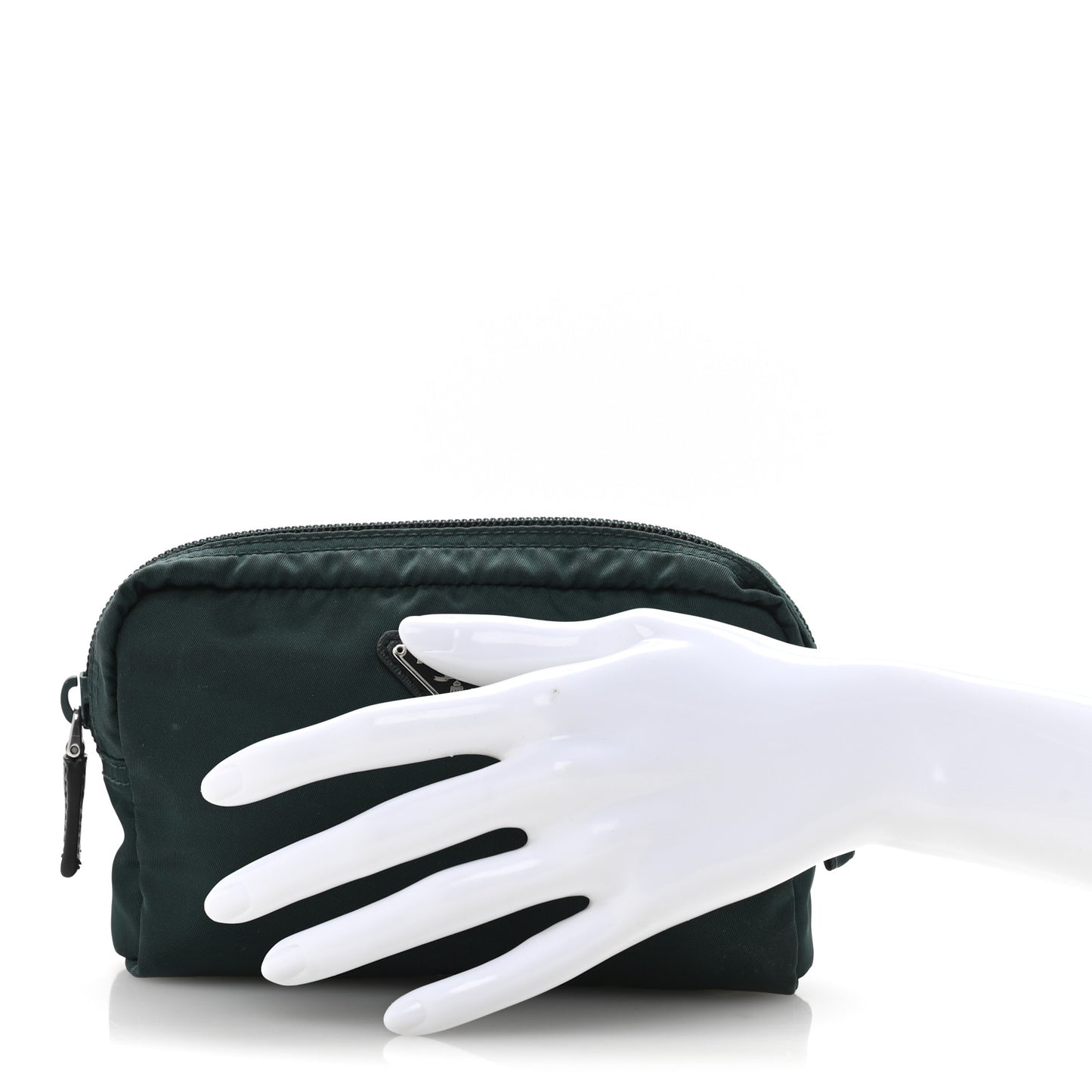 Nylon Tessuto Cosmetic Pouch Green