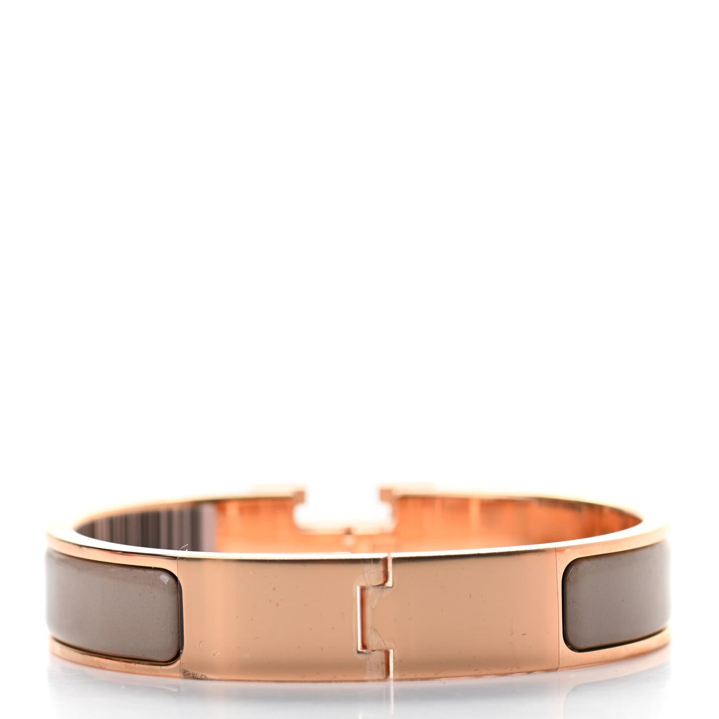 Enamel Narrow Clic Clac H Bracelet PM Marron Glace