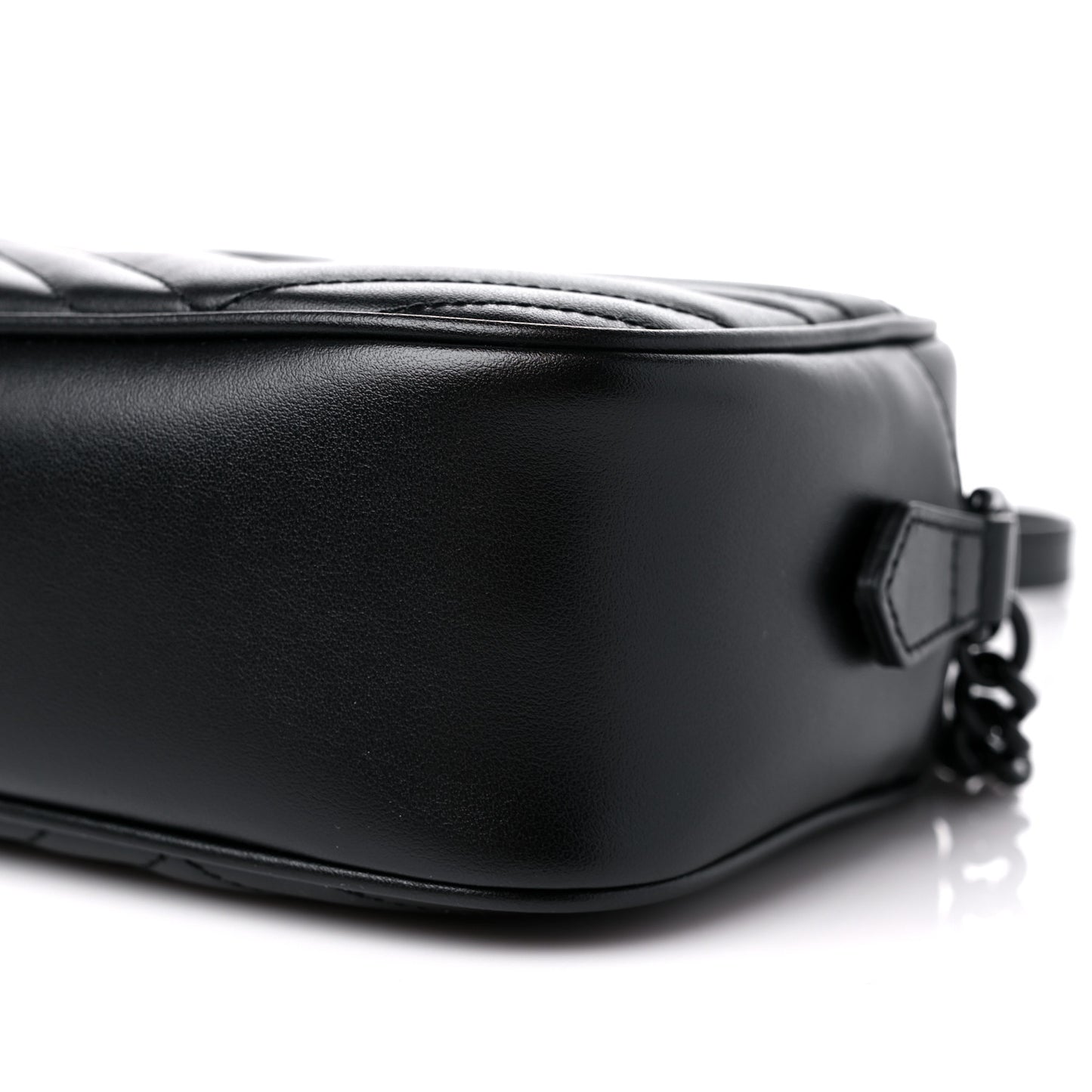 Calfskin Matelasse Monochrome Small GG Marmont Chain Shoulder Bag Black