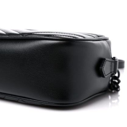Gucci Calfskin Matelasse Monochrome Small GG Marmont Chain Shoulder Bag Black 7 of 8