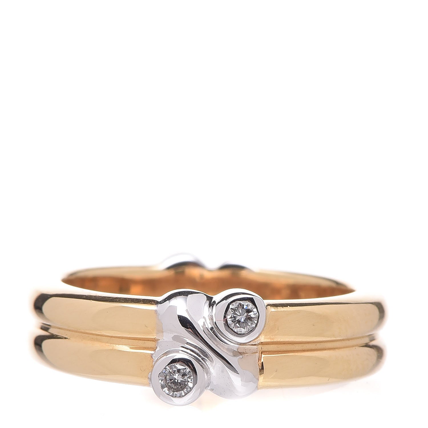 Tiffany 18K Yellow White Gold Diamond Signature X Ring 49 4.75 1 of 6