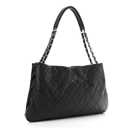 Chanel Caviar Quilted Expandable Zip Shoulder Bag Black 3 of 10