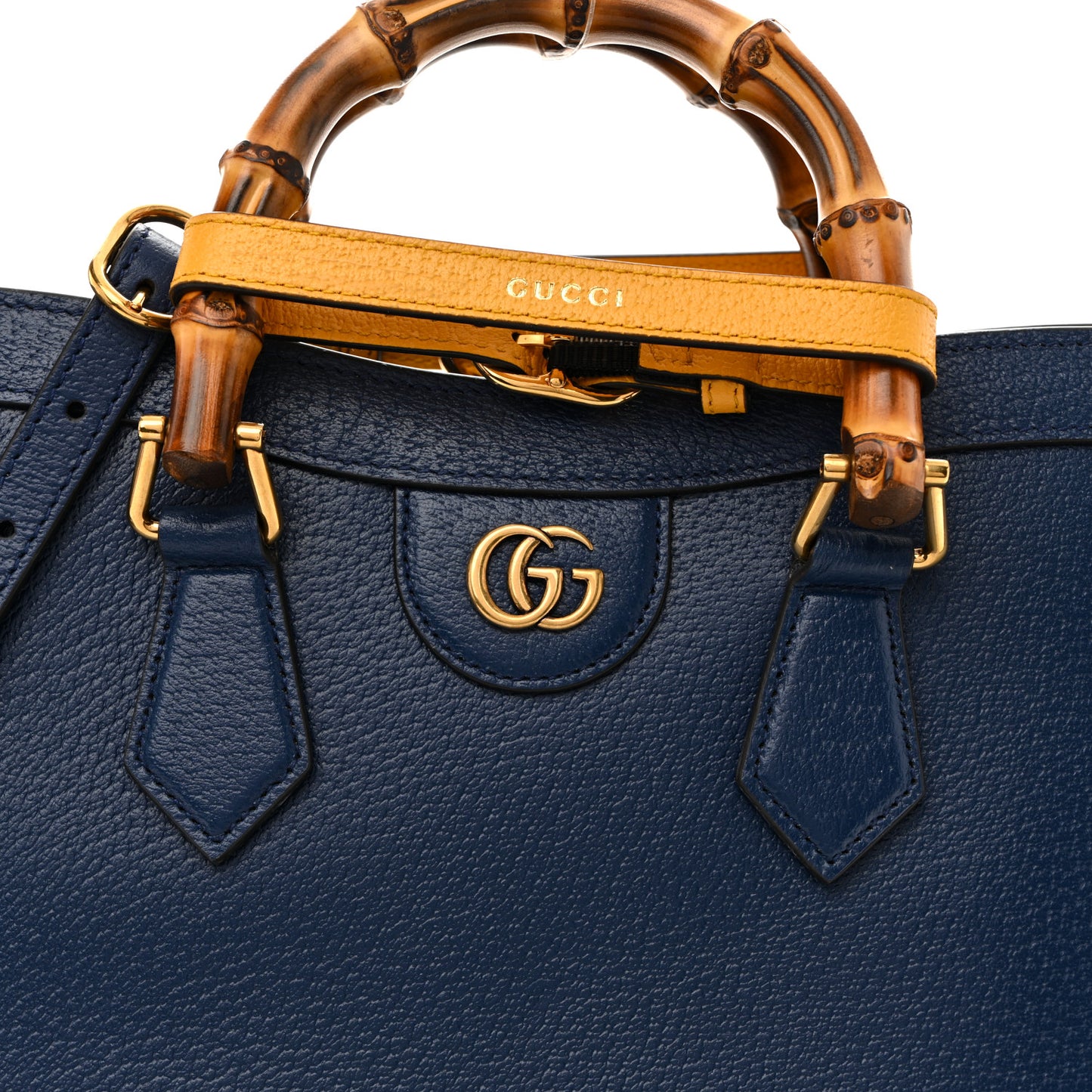 Textured Dollar Calfskin Web Small Diana Tote Bag Royal Crop