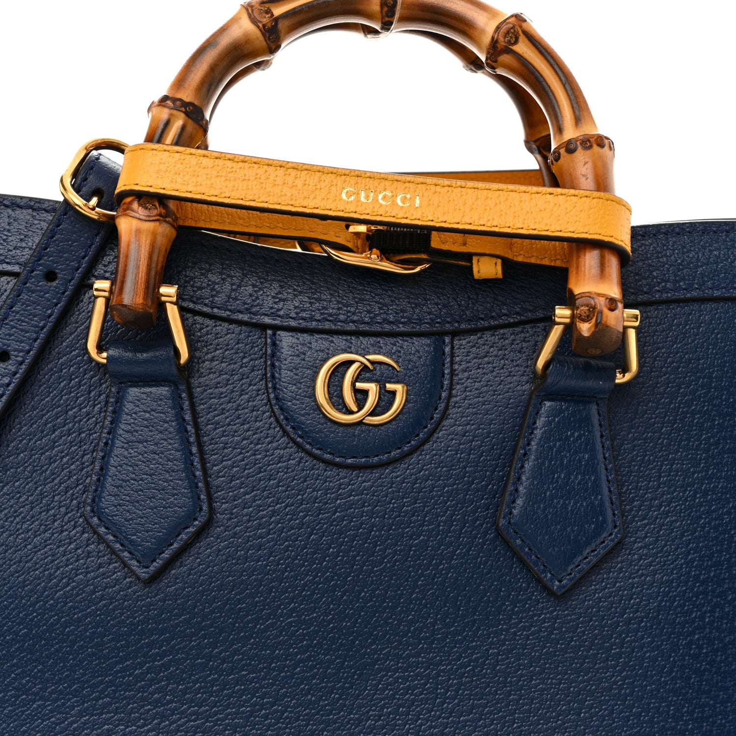 Gucci Textured Dollar Calfskin Web Small Diana Tote Bag Royal Crop 7 of 9