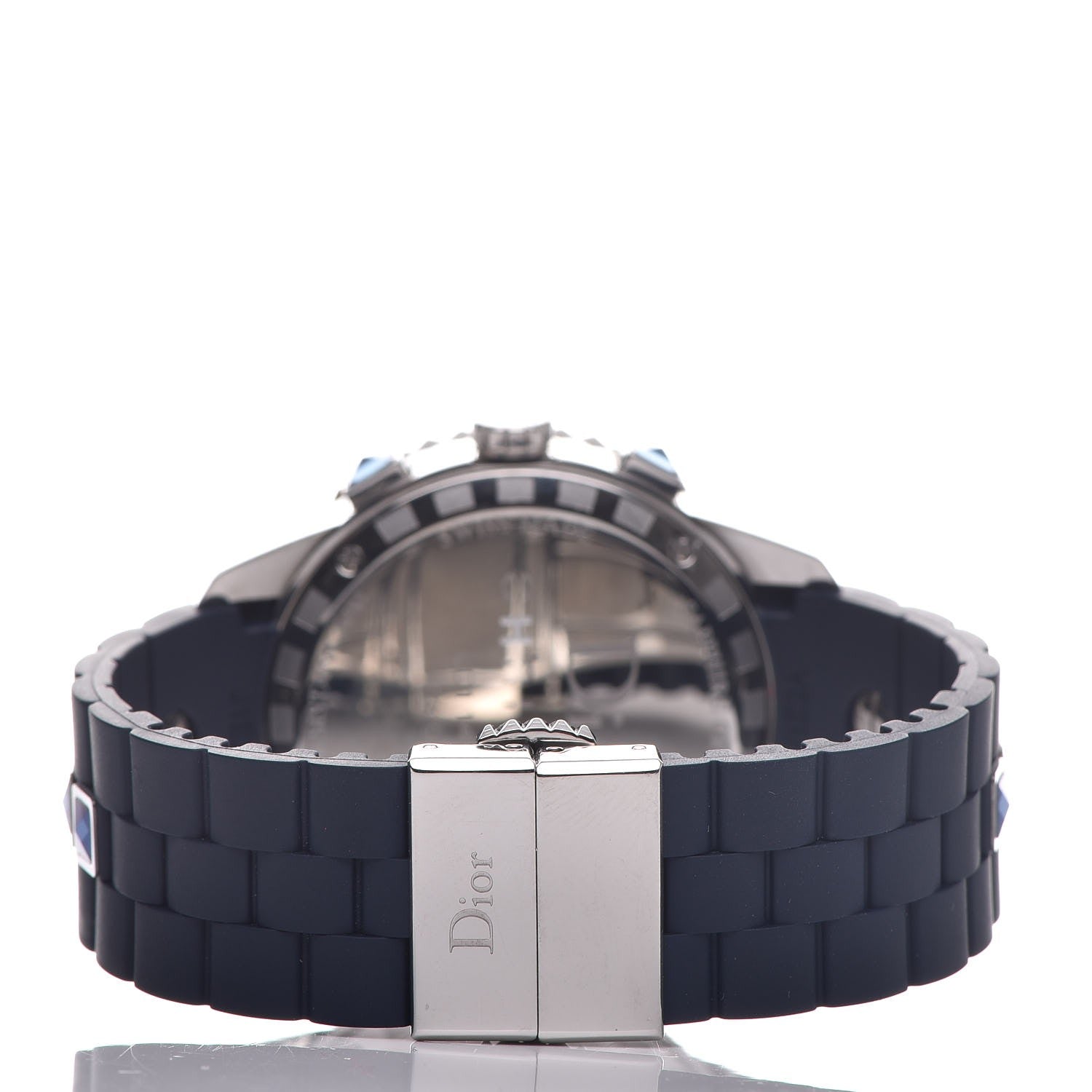 Christian Dior Stainless Steel Rubber Diamond Blue Sapphire 38mm Christal Chronograph Quartz Watch Blue 4 of 9