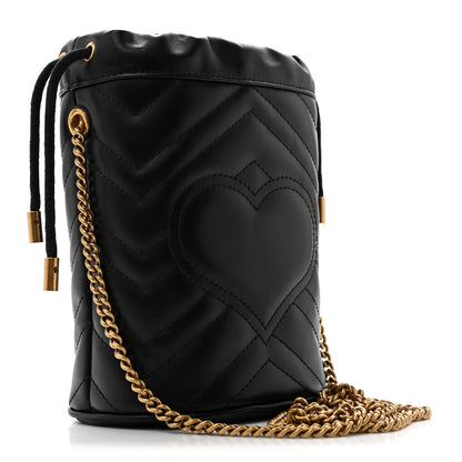 Gucci Calfskin Matelasse Mini GG Marmont 2.0 Bucket Bag Black 3 of 10