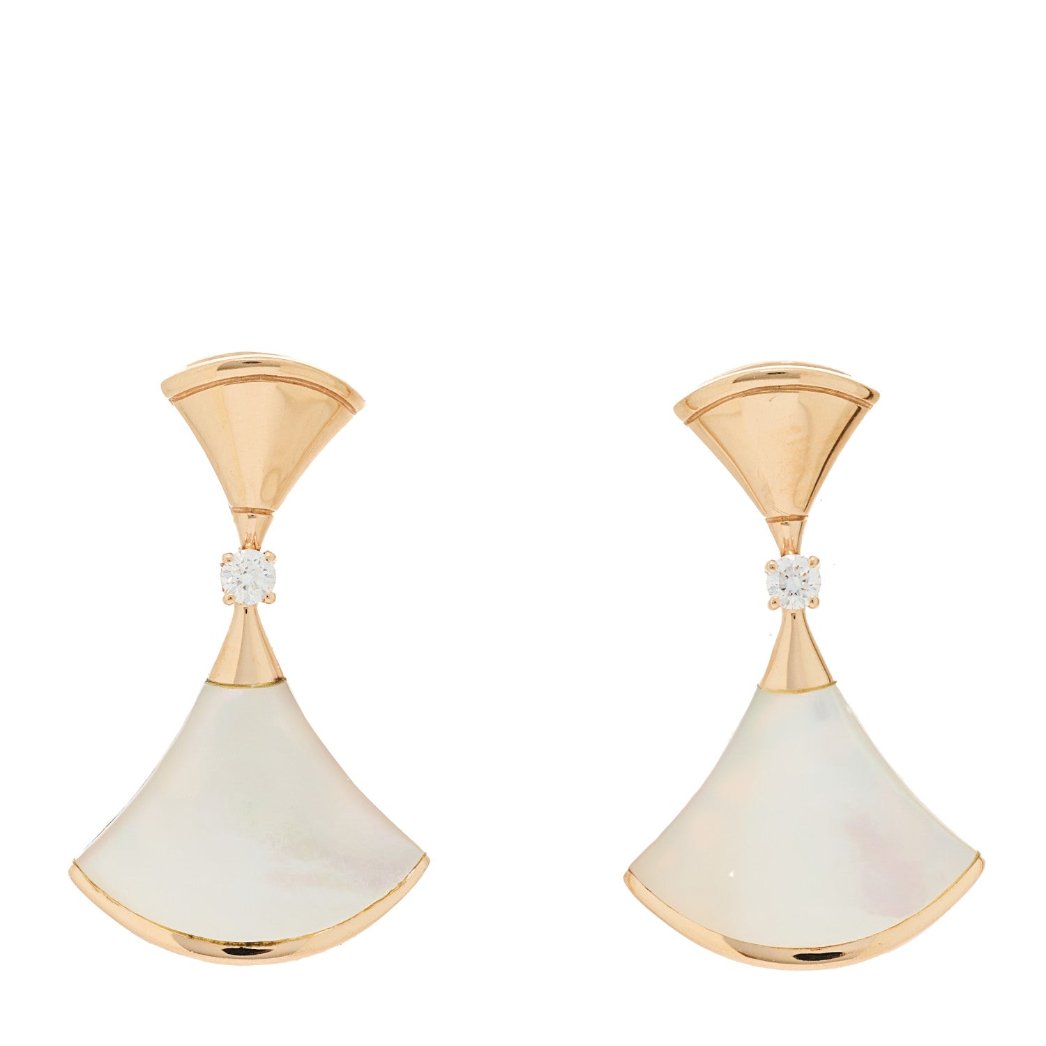 Bulgari 18K Rose Gold Diamond Mother of Pearl Divas' Dream Earrings 1 of 4