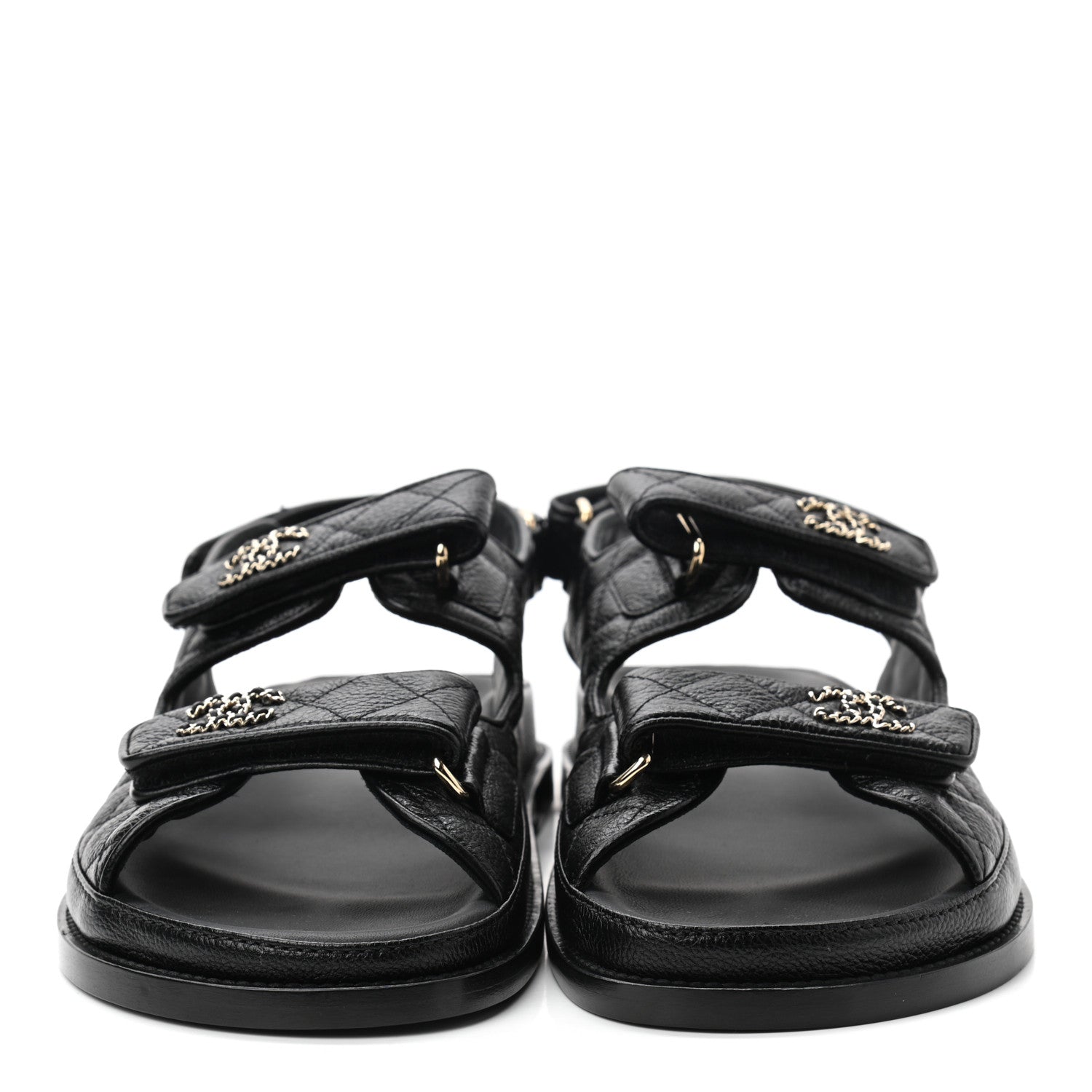 Chanel Grained Calfskin Velcro Dad Sandals 40.5 Black 2 of 8