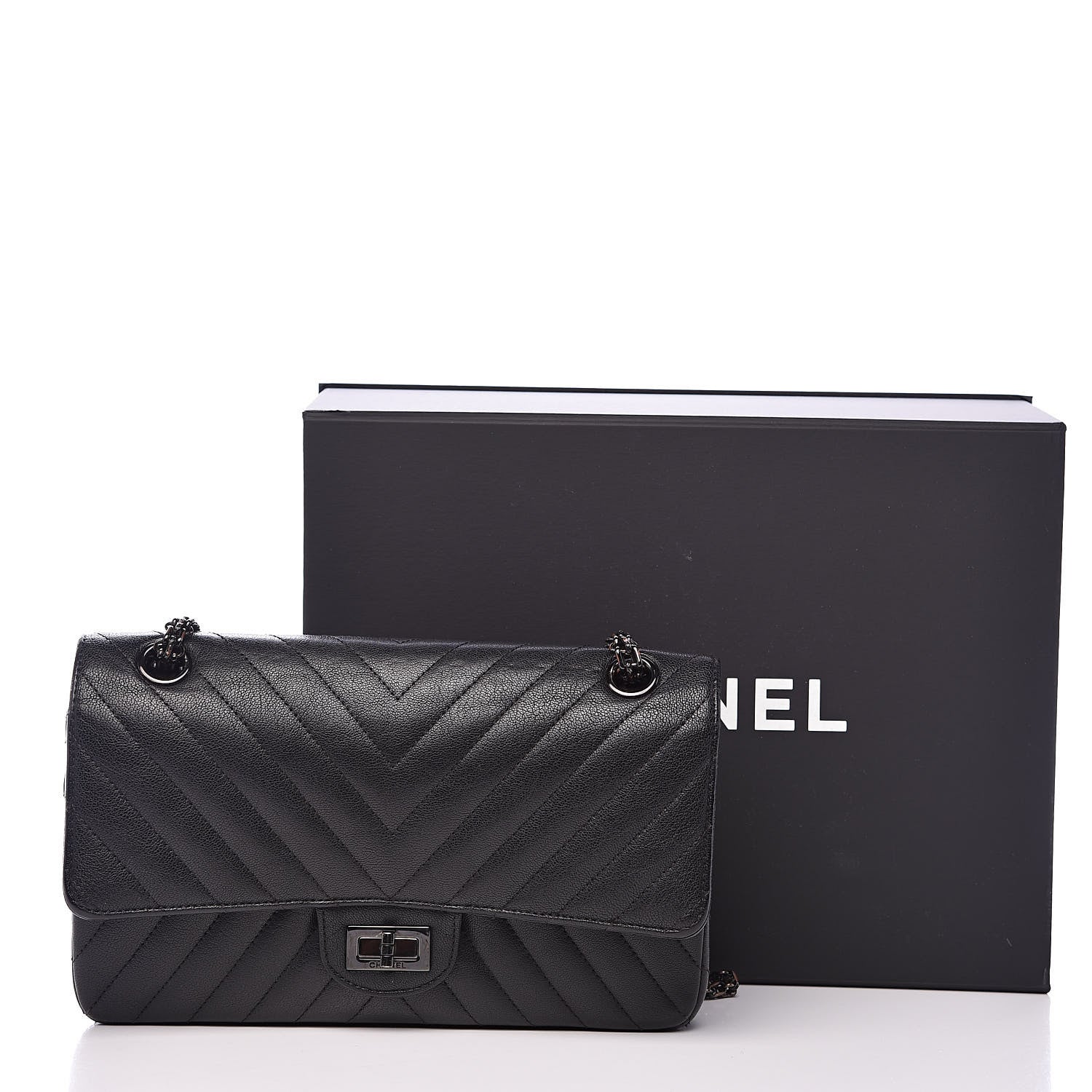 Chanel Sheepskin Chevron Quilted 2.55 Reissue 225 Double Flap So Black 18 of 18