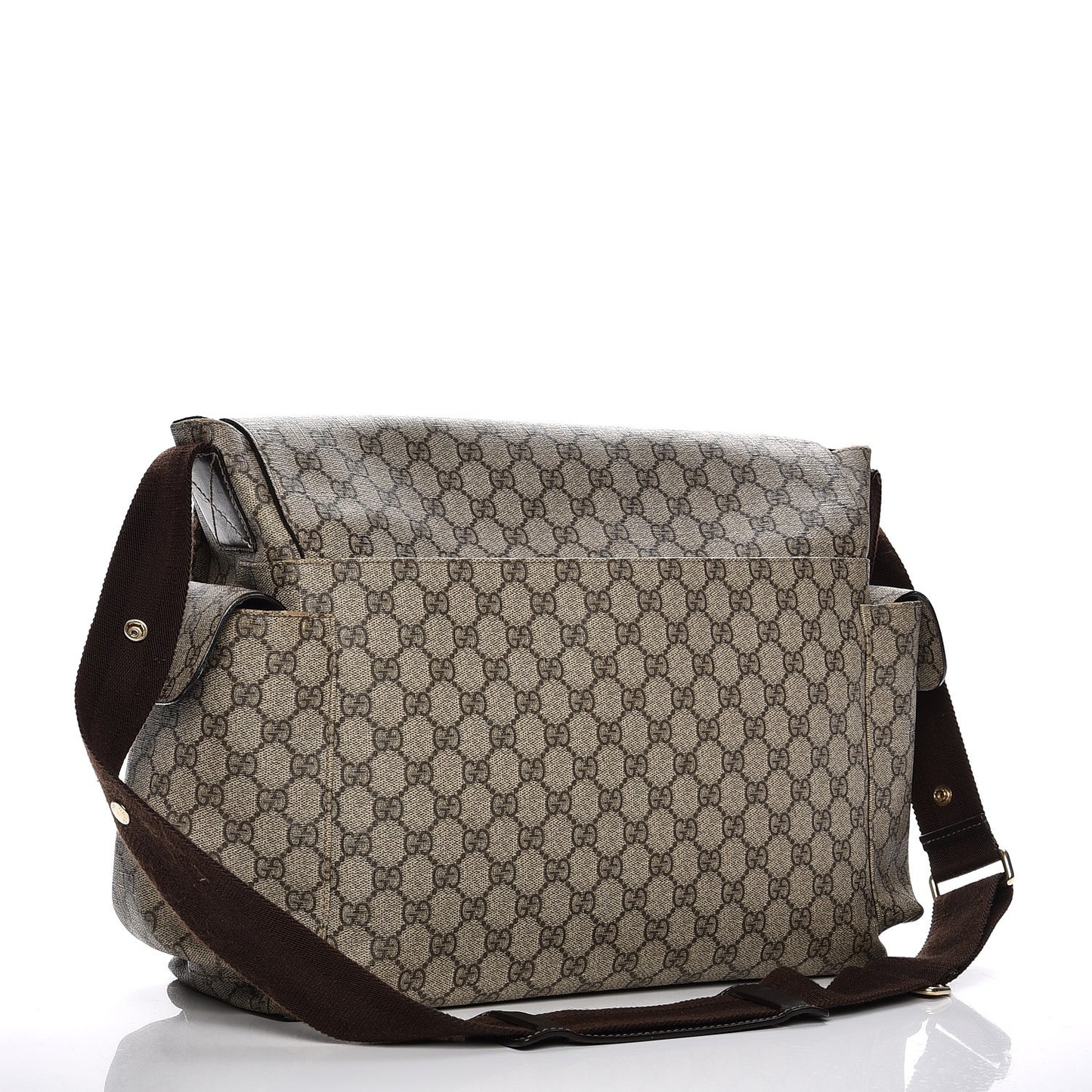 GG Plus Monogram Messenger Diaper Bag Dark Brown