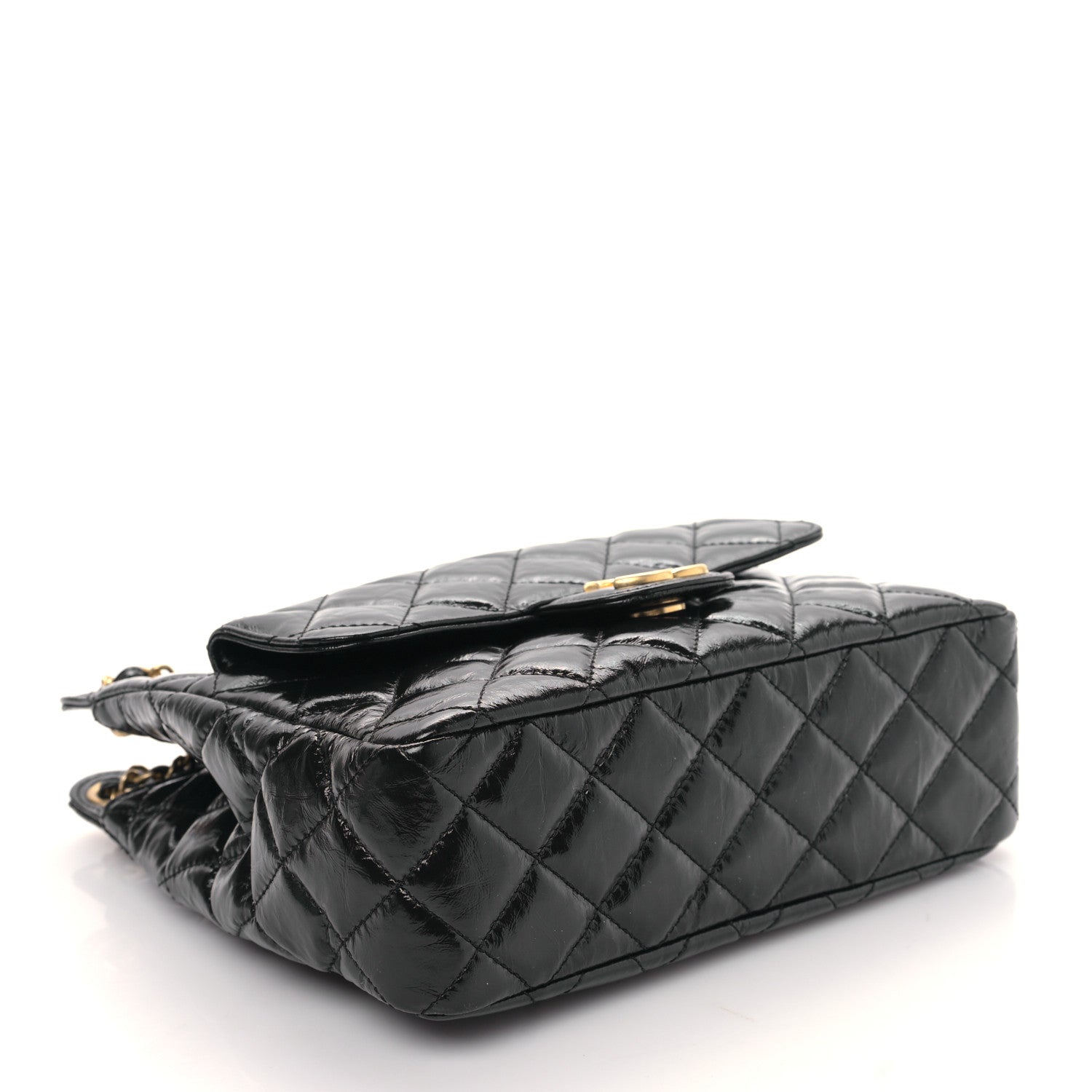 Chanel Shiny Crumpled Calfskin Quilted Wavy CC Hobo Black 4 of 9