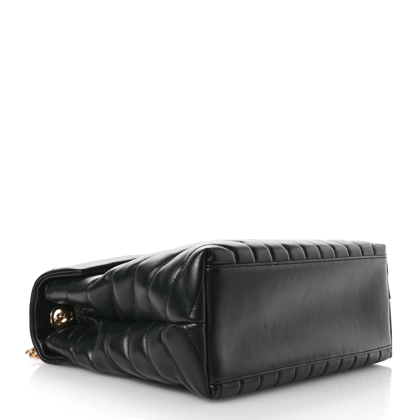 Calfskin Y Quilted Monogram Medium Loulou Chain Satchel Black