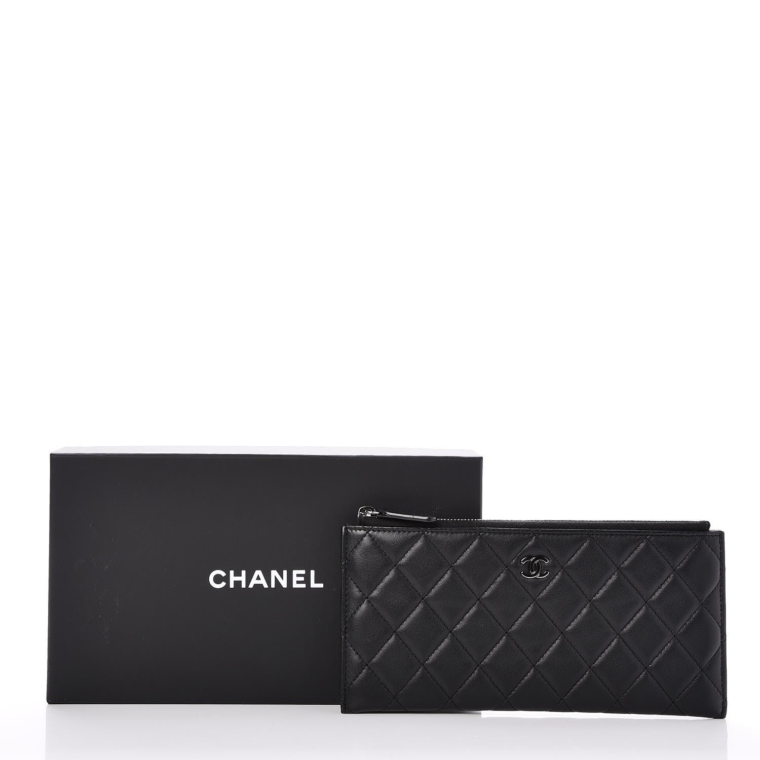 Chanel Lambskin Quilted Zip Pouch Black 8 of 8