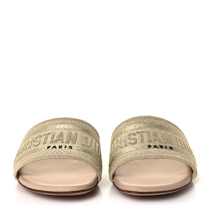 Christian Dior Lurex Dway Mules Slide Sandals 36.5 Gold Beige 2 of 7