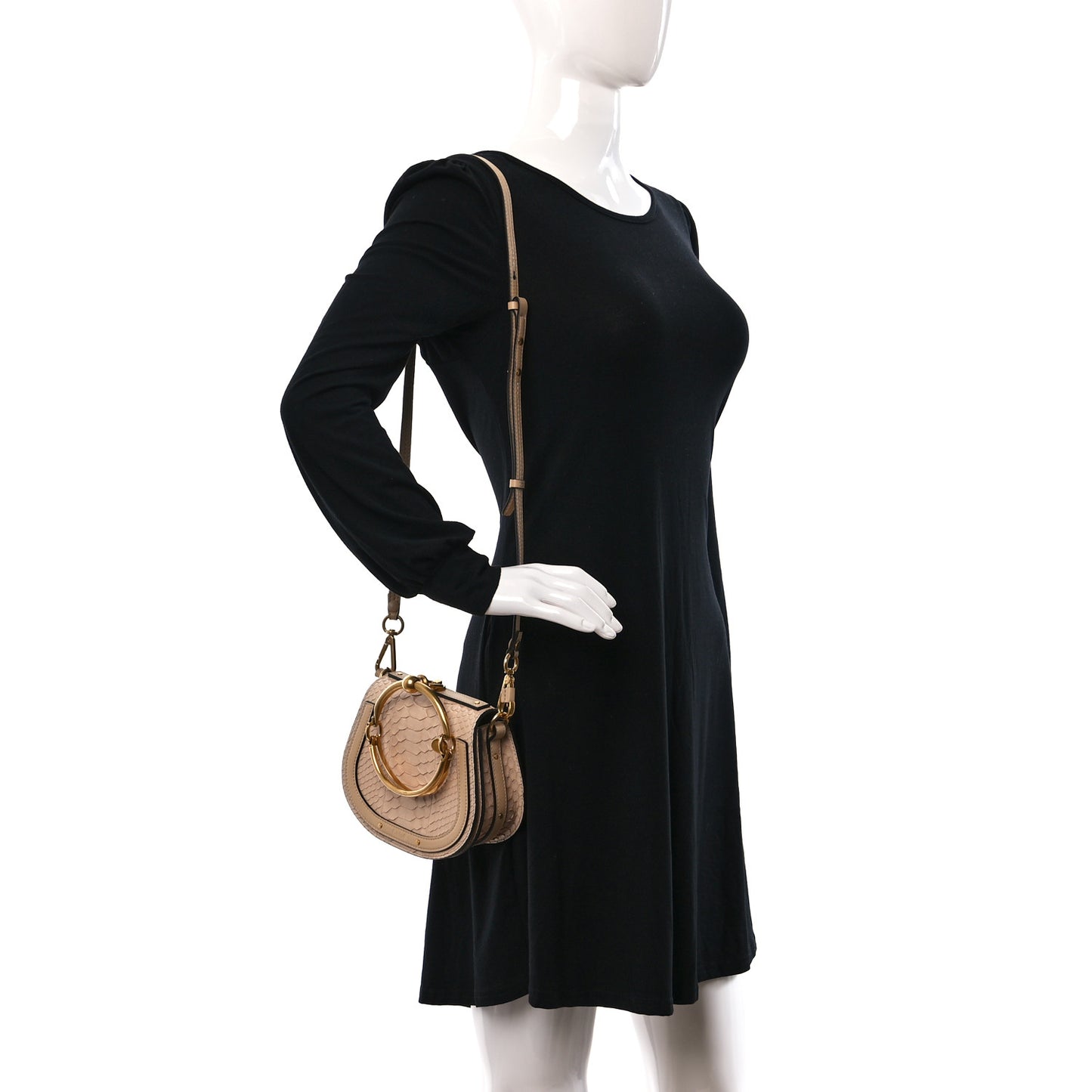 Python Small Nile Bracelet Bag Pearl Beige