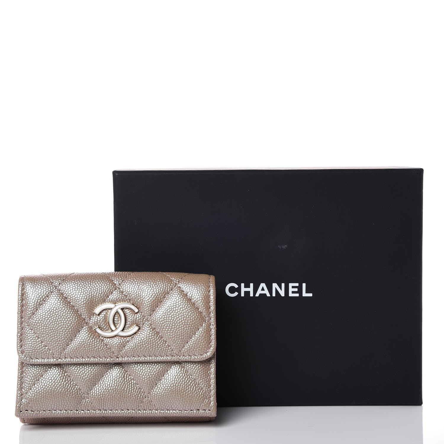 Chanel Iridescent Caviar Quilted Double Flap Wallet Beige 10 of 10