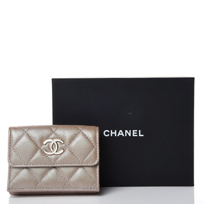 Chanel Iridescent Caviar Quilted Double Flap Wallet Beige 10 of 10