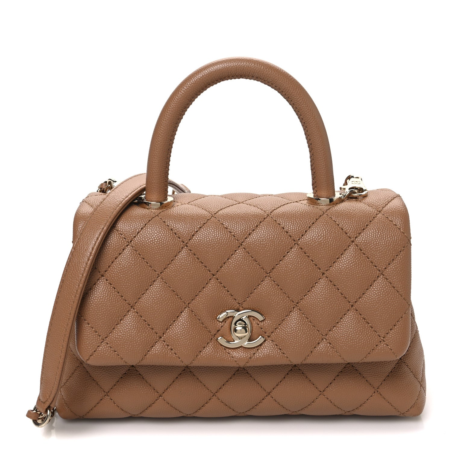 Chanel Caviar Quilted Mini Coco Handle Flap Beige 1 of 10