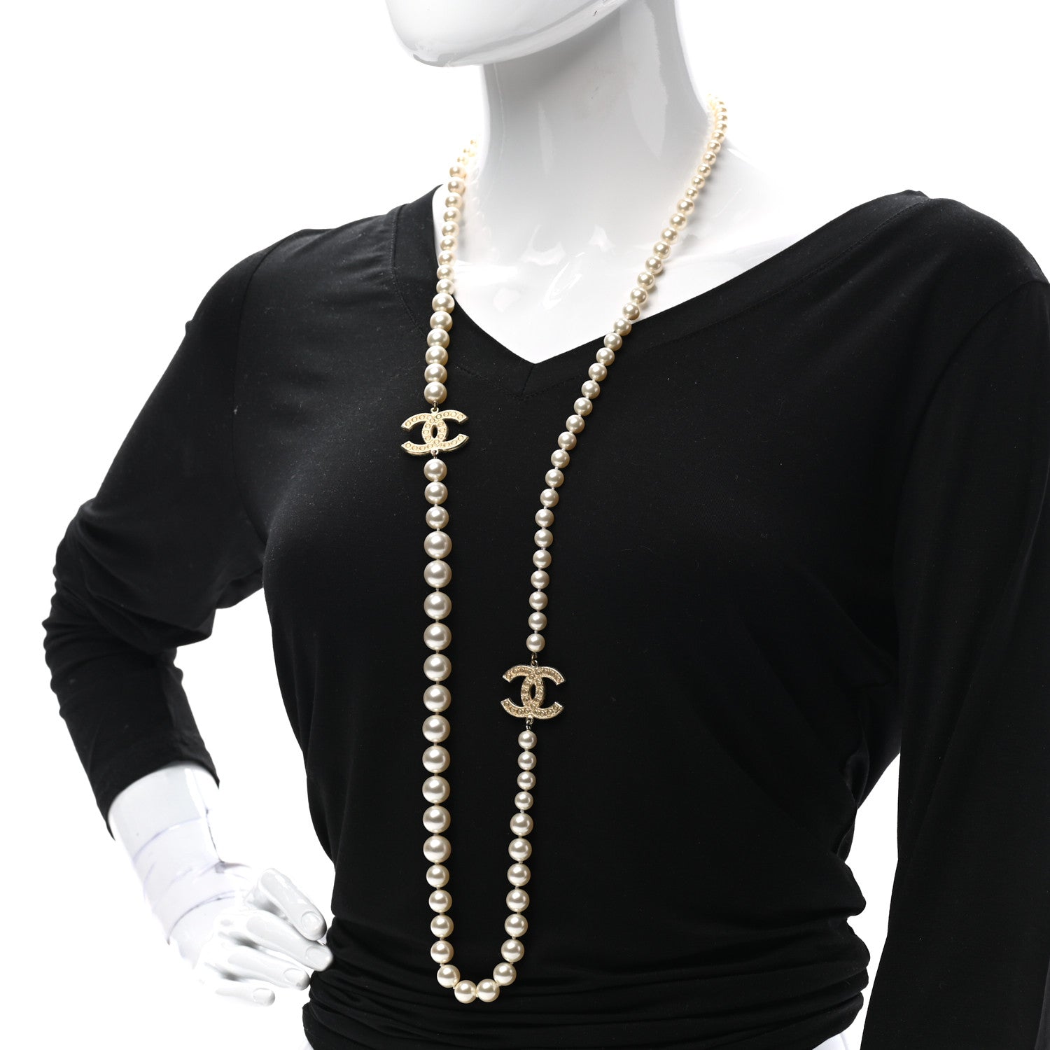 Chanel Pearl CC 100th Anniversary Necklace Light Gold 2 of 6