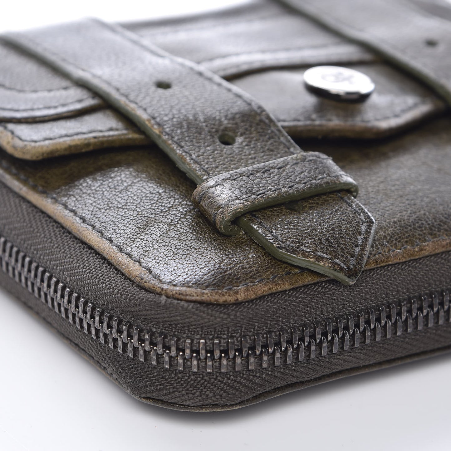 Lambskin Small PS1 Zip Wallet Military