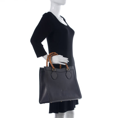 Gucci Calfskin Bamboo Top Handle Tote Dark Grey 2 of 17