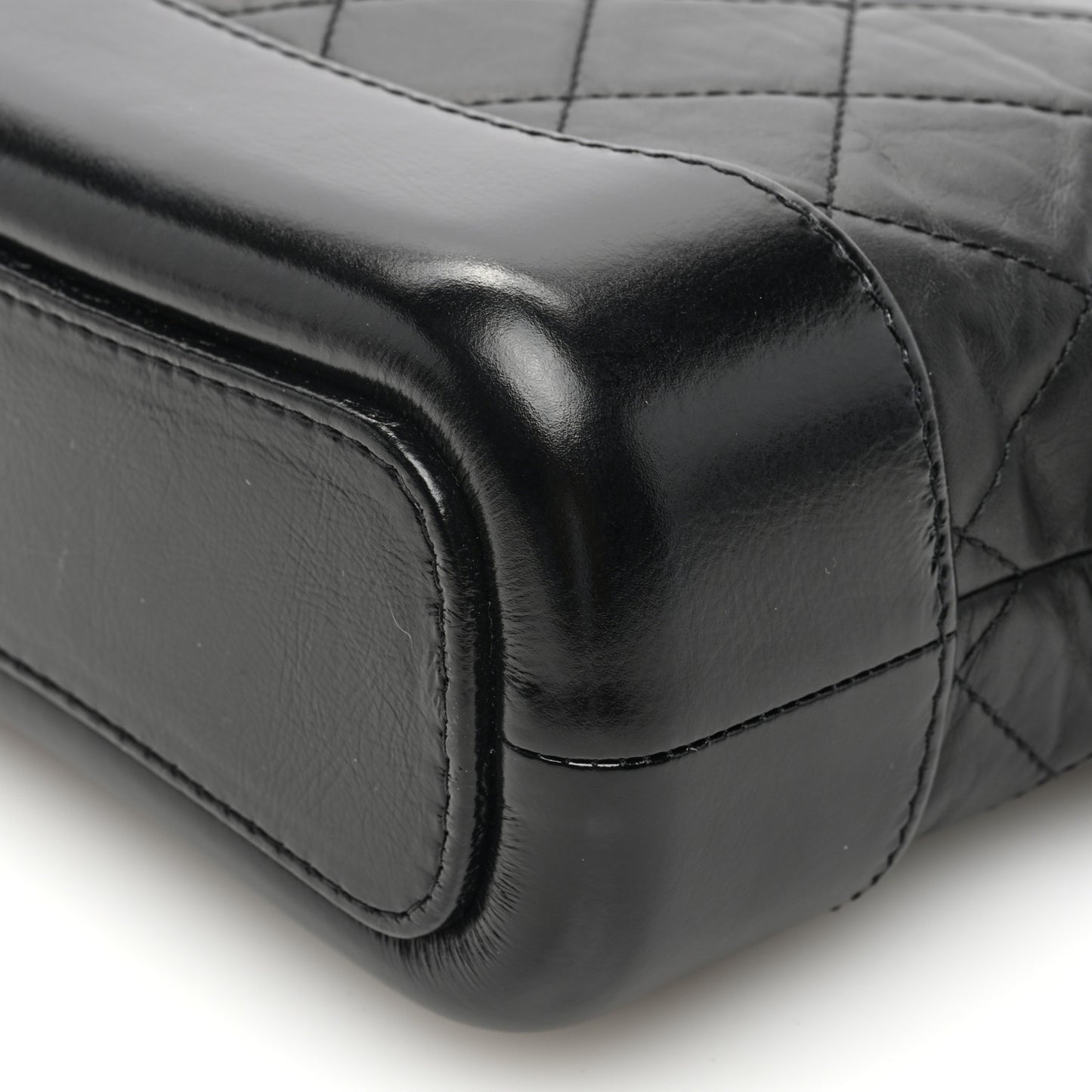 Aged Calfskin Quilted Small Gabrielle Hobo Black