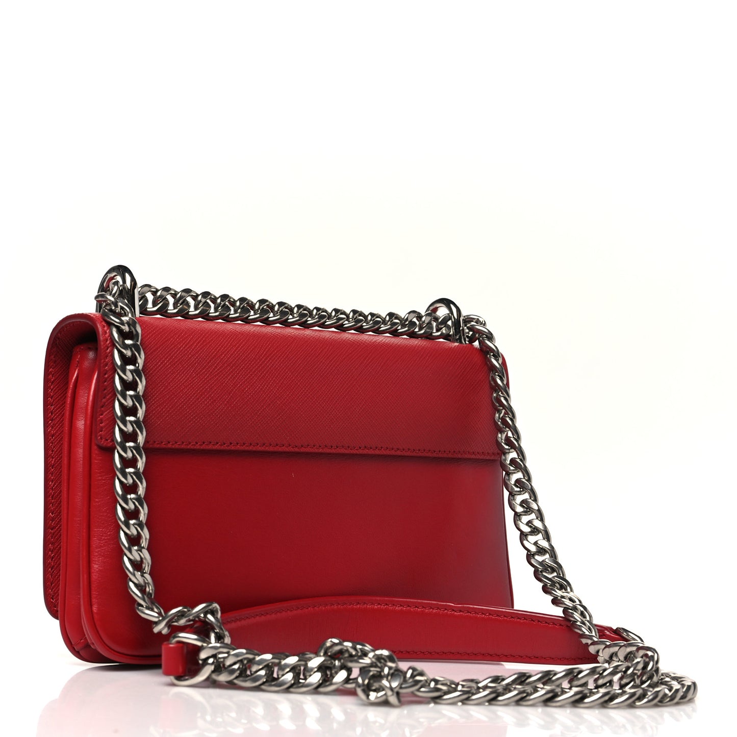 Saffiano Nappa Chain Shoulder Bag Rosso