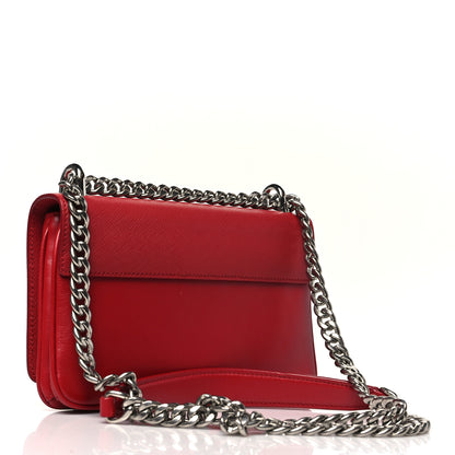 Prada Saffiano Nappa Chain Shoulder Bag Rosso 3 of 9