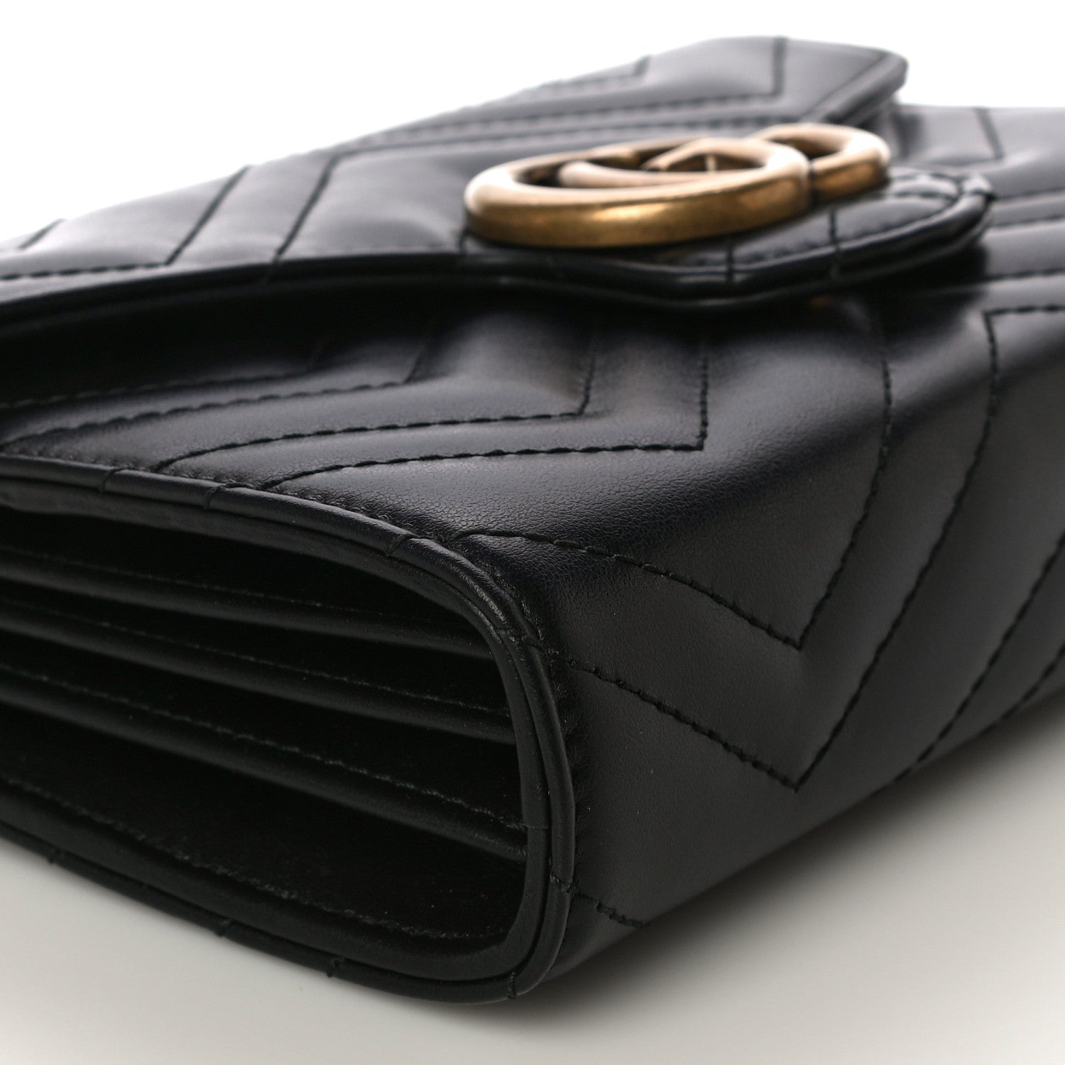 Gucci Calfskin Matelasse GG Marmont Chain Wallet Black 8 of 13