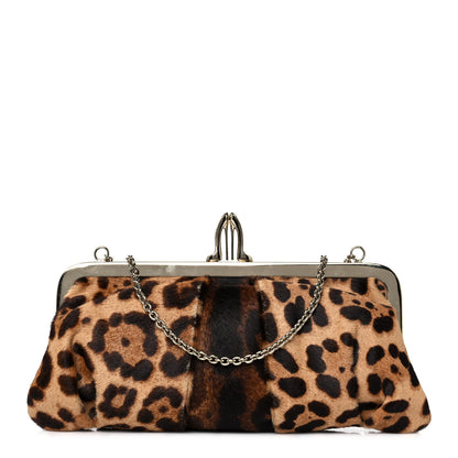 Christian Louboutin Calf Hair Leopard Print Frame Chain Clutch 1 of 10
