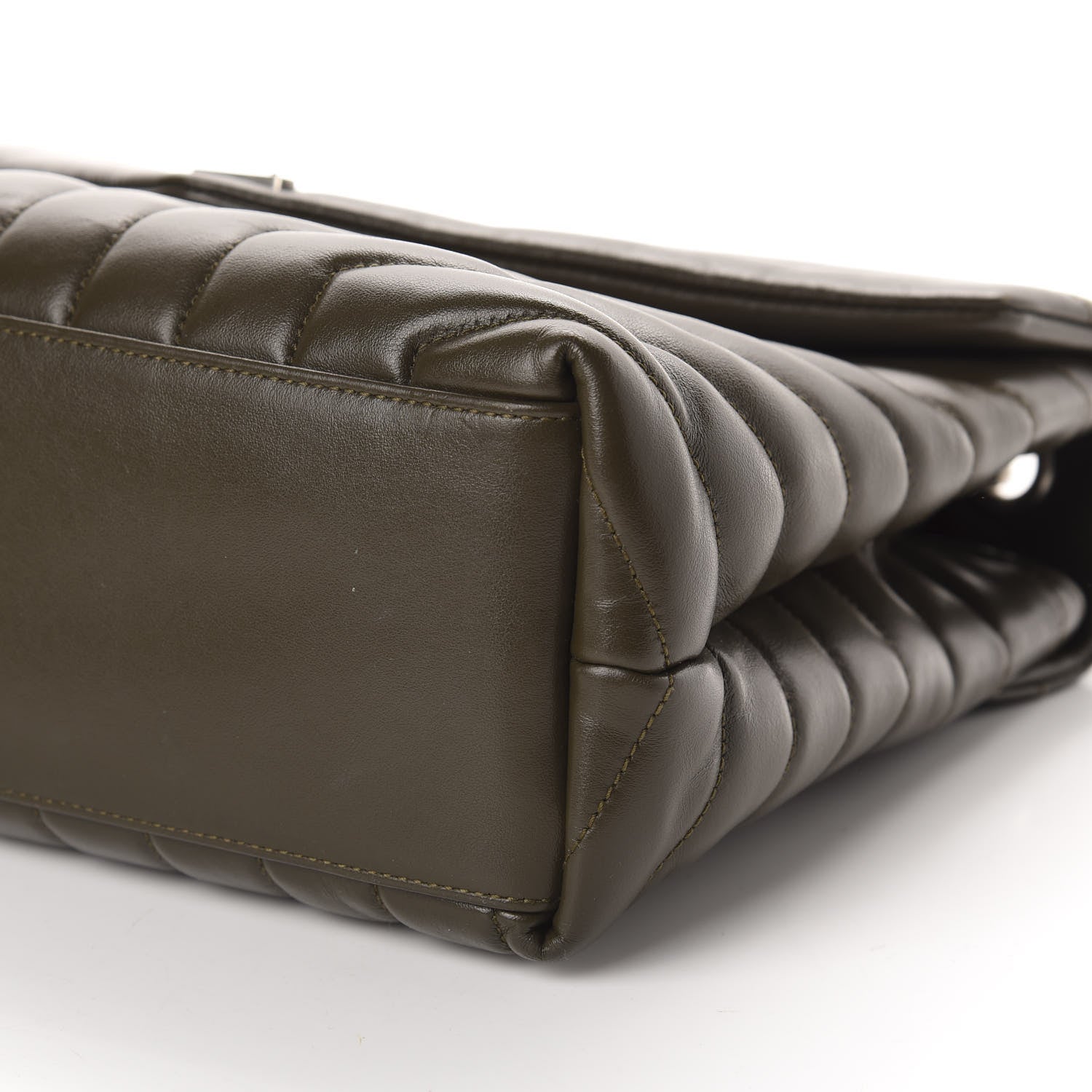 Saint Laurent Calfskin Y Quilted Monogram Medium Loulou Chain Satchel Kaki Fonce 6 of 14