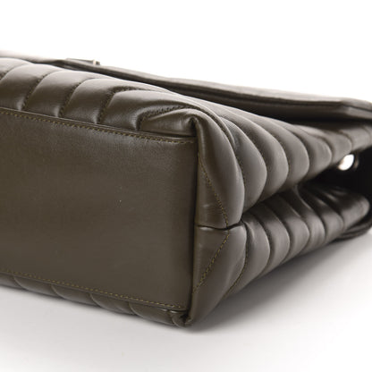 Saint Laurent Calfskin Y Quilted Monogram Medium Loulou Chain Satchel Kaki Fonce 6 of 14