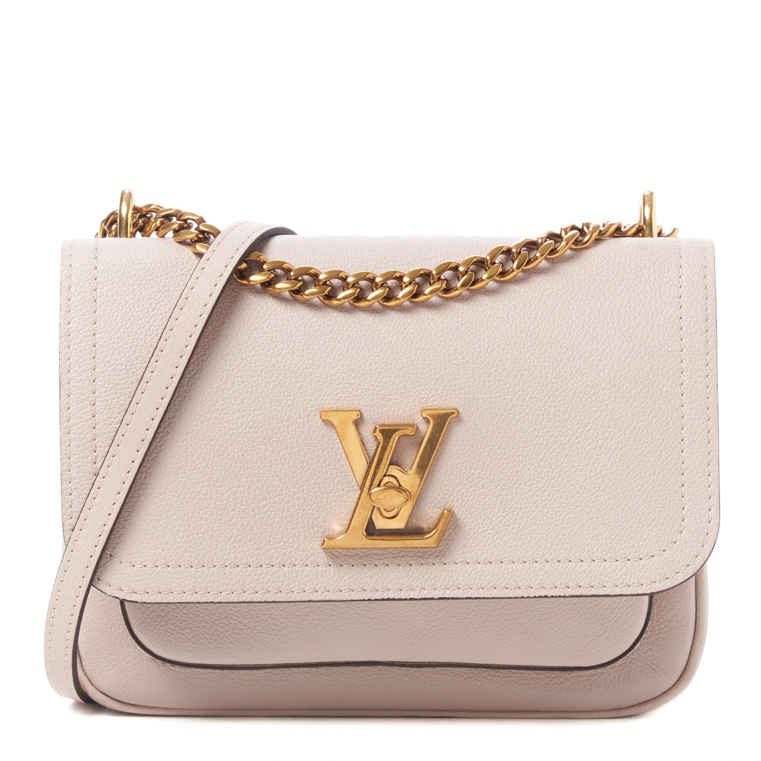 Louis Vuitton Grained Calfskin Lockme Chain Bag Greige 1 of 14