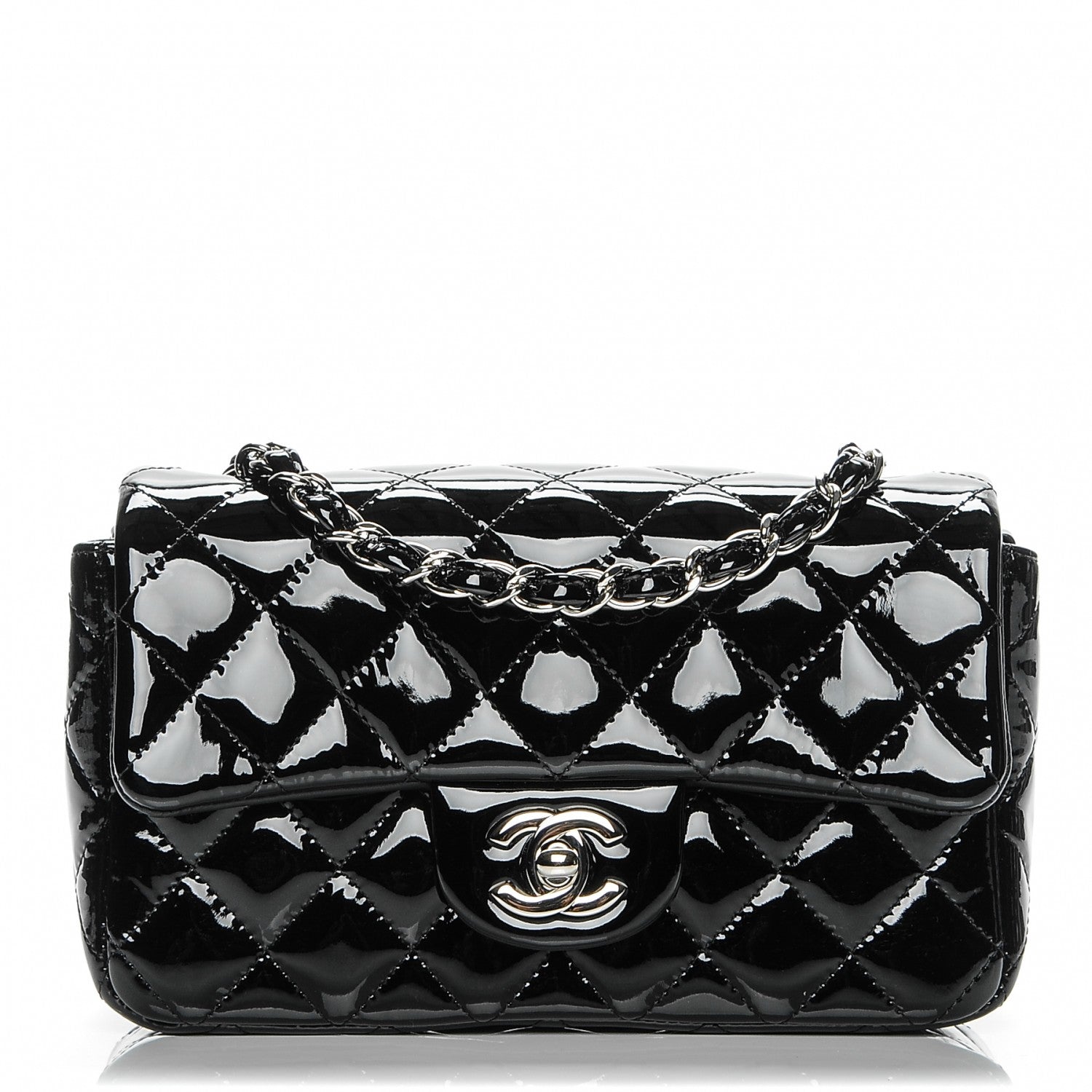 Chanel Patent Calfskin Quilted Mini Rectangular Flap Black 1 of 7