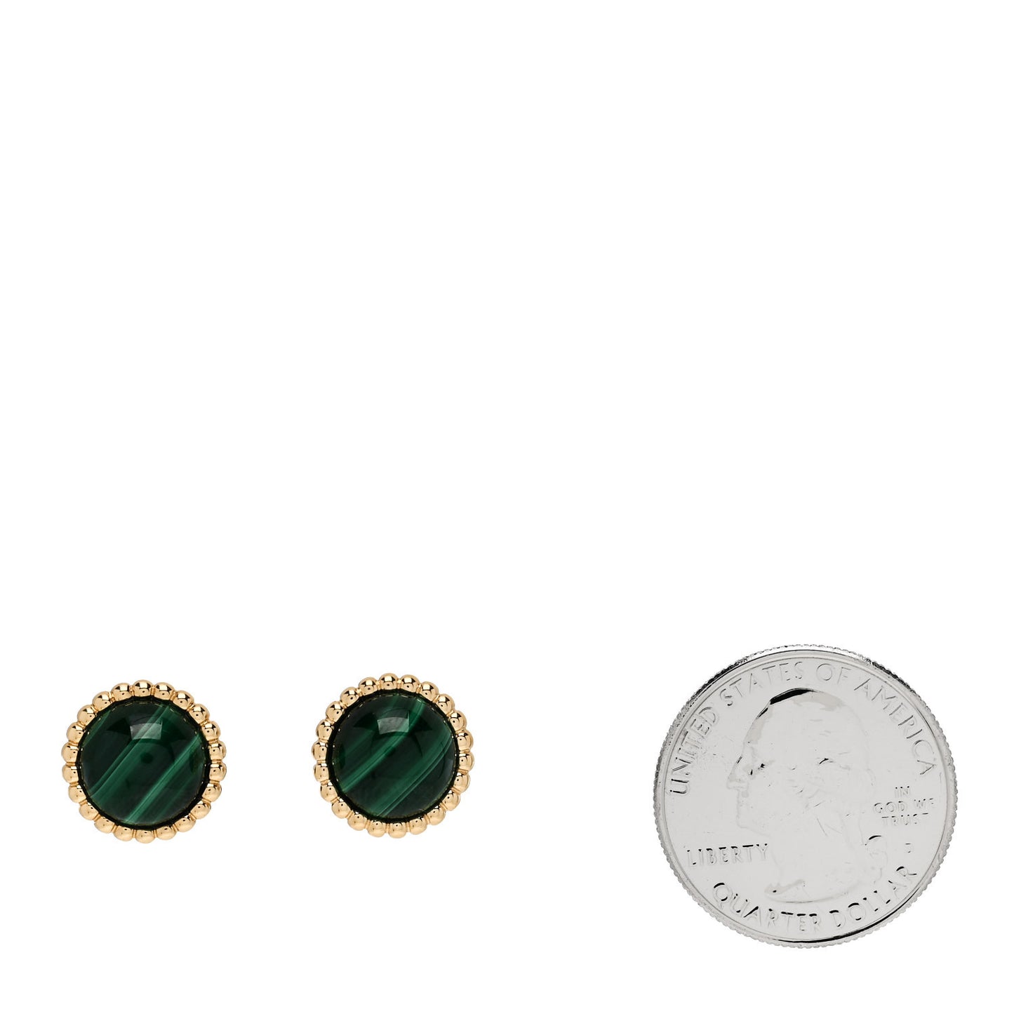 18K Yellow Gold Malachite Perlee Couleurs Earrings