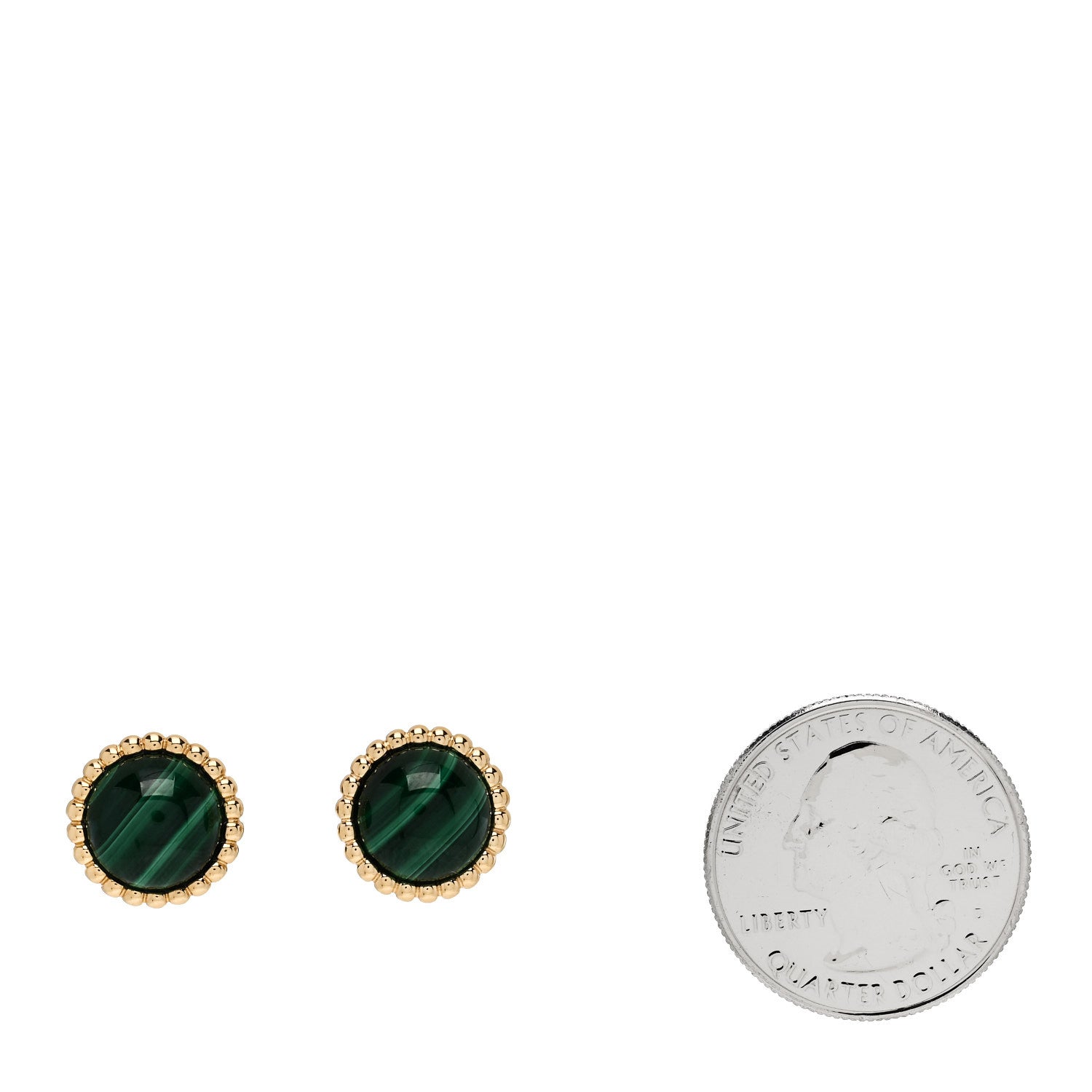 Van Cleef & Arpels 18K Yellow Gold Malachite Perlee Couleurs Earrings 2 of 5