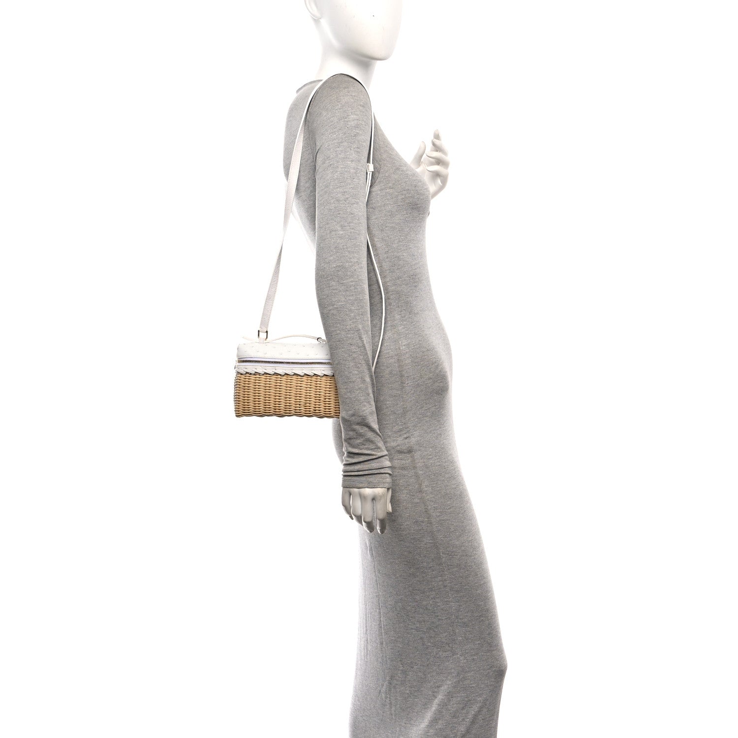 Loro Piana Wicker Ostrich East West L19 Extra Pocket Pouch Malt White 4 of 19